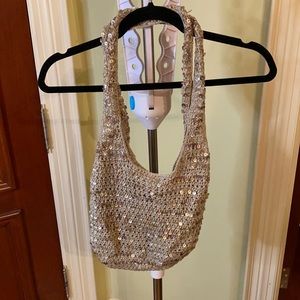 Beaded shoulder tote